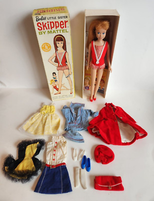 Mattel 1963 SKIPPER Doll & Box No.0950 Barbie Little Sister Extra Clothes Japan