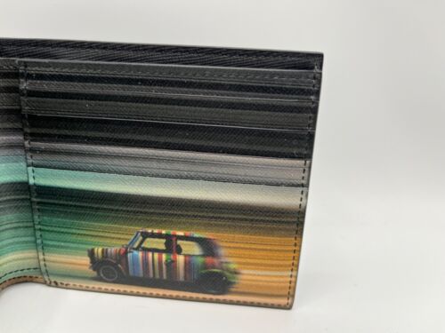 Paul Smith MINI 'Blur' Signature Stripe Billfold Black Leather Wallet - Picture 4 of 20