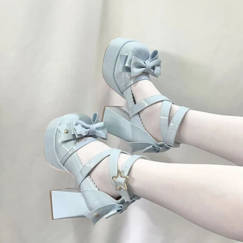 Women's Chunky High Heels Mary Jane Thick Soled Sandals Retro Lolita Party Shoes - Picture 13 of 25