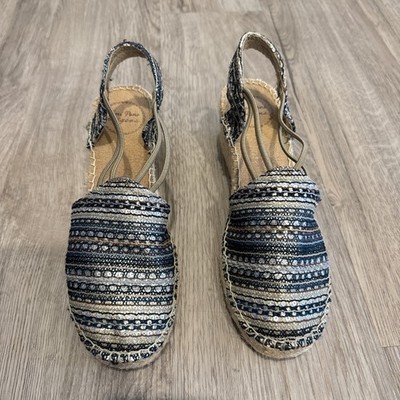 TONI PONS ORIGINS Espadrille Wedge Sandals Shoes Closed Toe Size 37 US 7