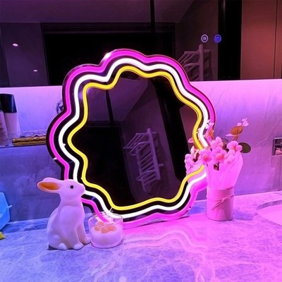 Wave Mirror Neon Sign, full-length mirror USB power LED Neon Light Sign Gift
