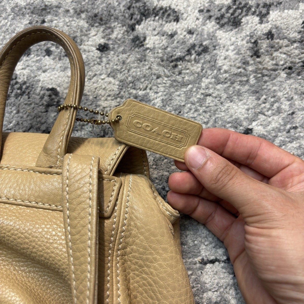 Vintage Coach Sonoma Brown Leather Mini Backpack Vintage COACH Beige Pebbled Leather Sonoma Drawstring  main image 2