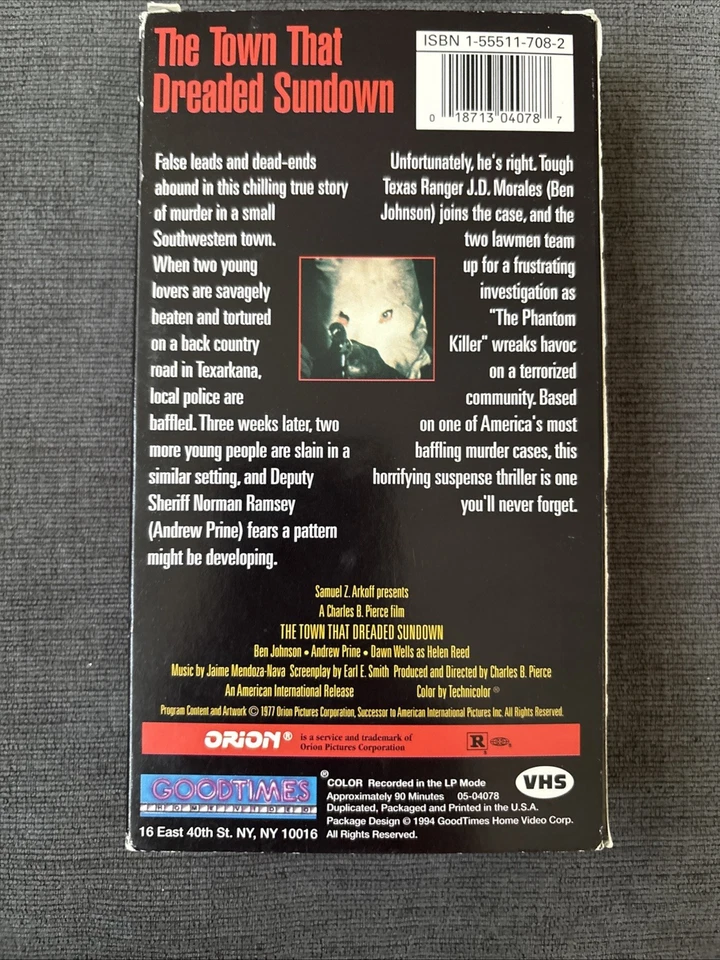 The Town That Dreaded Sundown (VHS, 1995) - Horror - Image 2 of 3