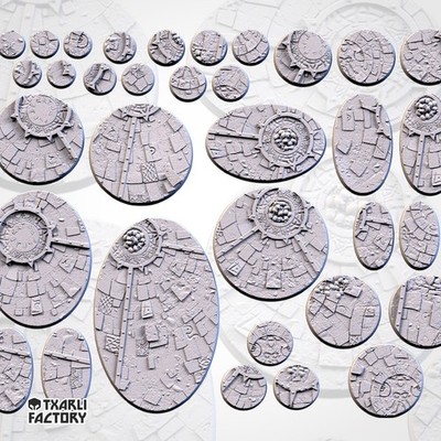 Sacred Temples Bases | Txarli Factory | Round/Oval | Miniature | 3d Print | Mini