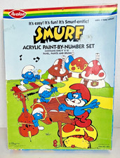 RARE Vintage Smurf Acrylic Paint By Number Set Peyo Wallace Berrie New Old Stock