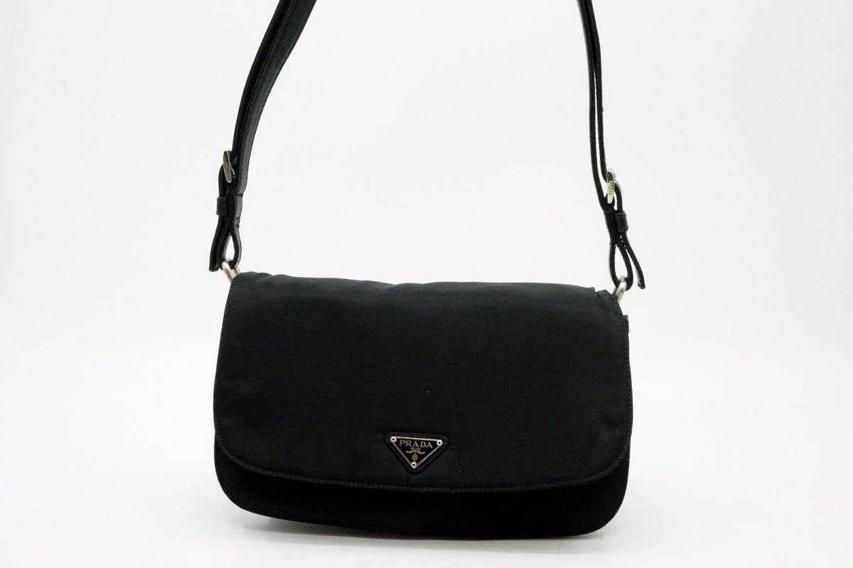 PRADA Mini Shoulder Bag Triangular Logo Plate Tes… - image 1