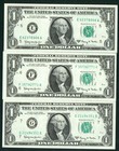 ((3 NOTES)) $1 1963 ((CHOICE CU)) Federal Reserve Note ** PAPER CURRENCY — photo 1