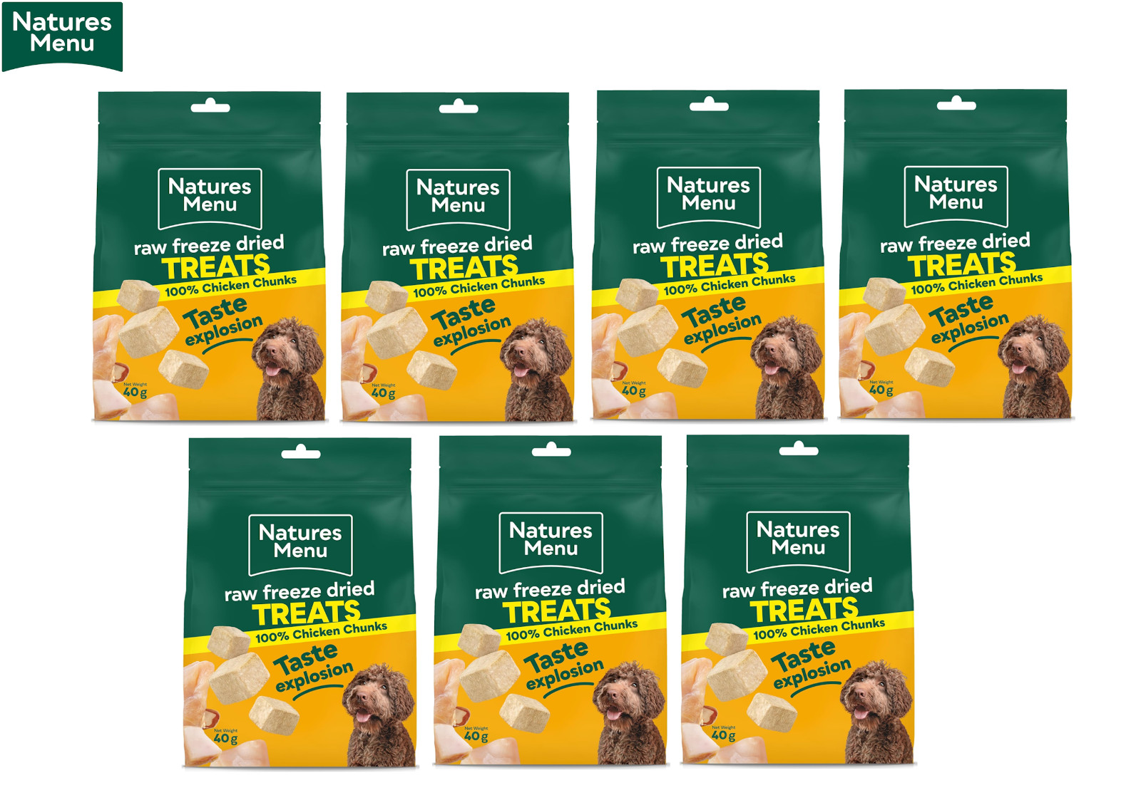 NATURES MENU RAW FREEZE DRIED CHICKEN CHUNKS TASTY DOG TREATS 40G CASE OF 7