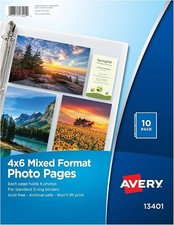 Photo Storage Pages 4x6in Mixed Orientation 6 Photos Per Page 10/PK - 1EA