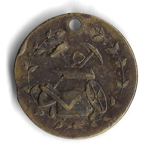 ~22mm Old Masonic Medallion / Token  - Tools Obverse Bridge Reverse