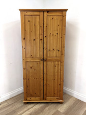 SINGLE WARDROBE Pine Double Door Hanging Rail Adjustable Shelf FREE DELIVERY
