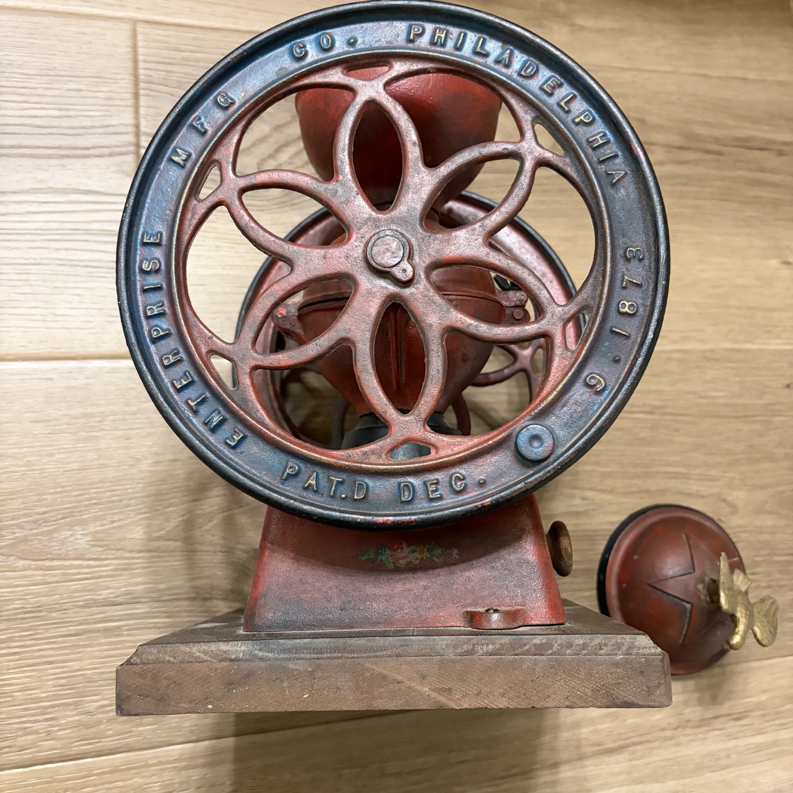 Antique Enterprise No. 2 Cast Iron Coffee Grinder Mill Red Paint Eagle ...