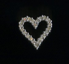 New 10K 11mm Fine Solid White Gold Natural Diamond Row Heart Pendant YG