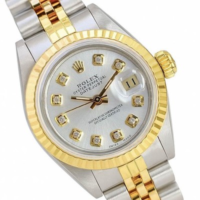 Rolex Datejust 69173 18KY Gold & Steel Silver Diamond Dial Jubilee Ladies Watch