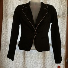 XOXO Black Blazer Jacket Size S, Single Button, Fitted Ray Nylon, Spandex