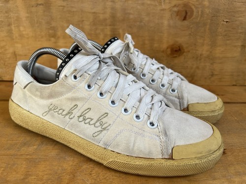 Saint Laurent White Canvas Yeah Baby Embroidered Low Top Sneakers Size EU 39,5 - Bild 3 von 22