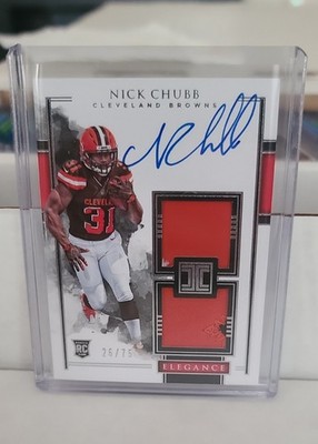 2018 Panini Impeccable - Elegance Rookie Autos Nick Chubb #132 /75 (AU, MEM, RC)