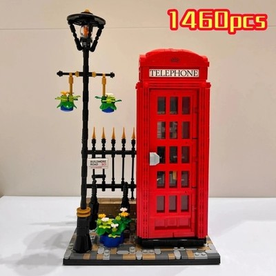 1460PCS Red London Telephone Box Building Blocks British Landmark MOC Set