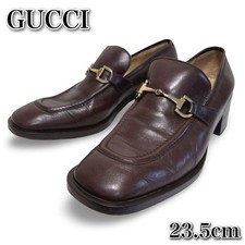 Rare GUCCI Horsebit Loafers Brown Leather Women's Size 36.5 23.5cm