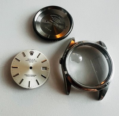 ORIGINAL ROLEX 1501 GEHÄUSE CASE & DIAL DATEJUST 34mm SILBER