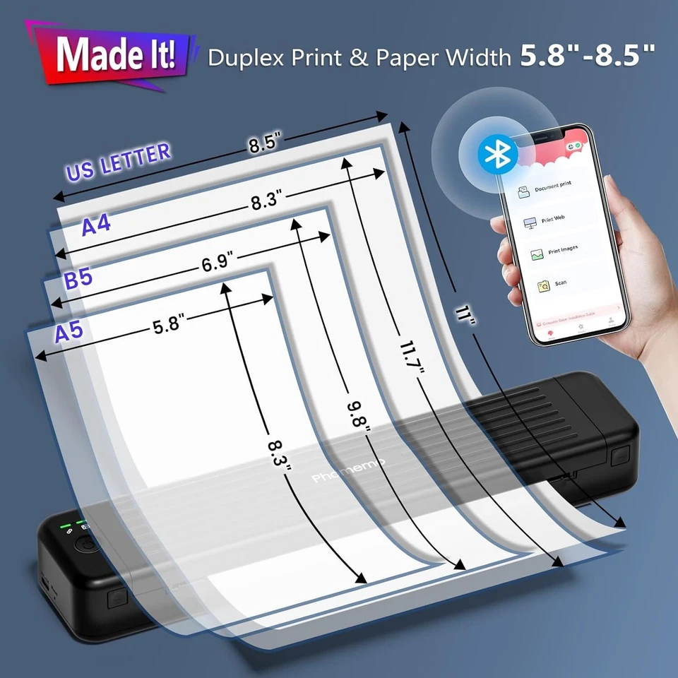 P831 Bluetooth A4 Thermodrucker Support Normal A4 Legit Paper PJ-722 PJ-763 - Image 3 of 4