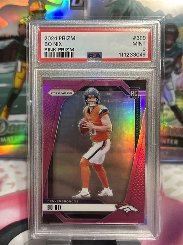 2024 Panini Prizm Rookies Bo Nix #309 Pink Prizm (RC) PSA 9 MINT