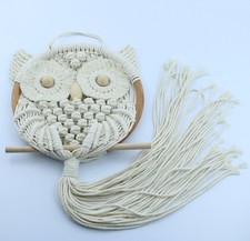 Handmade Macram  Owl with Wooden Ring  Tassel
