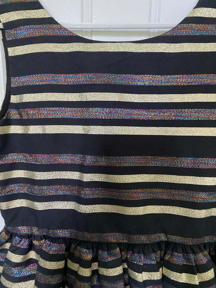 Vestido GYMBOREE 8, fiesta de lujo metálico 2018, negro, dorado, mixto, forrado, talla 8 Foto 2 de 4