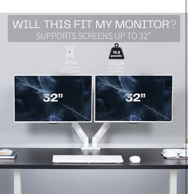 VIVO Dual Monitor Desk Mount White STAND-V002W Full Motion Adjustable