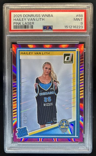 2025 Panini Donruss WNBA Hailey Van Lith Rated Rookie Pink Laser RC #/25 PSA 9