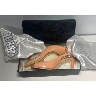 Loriblu Women s Nude Patent Leather Slingback Heels - Size 9-9.5 - Made in Italy
