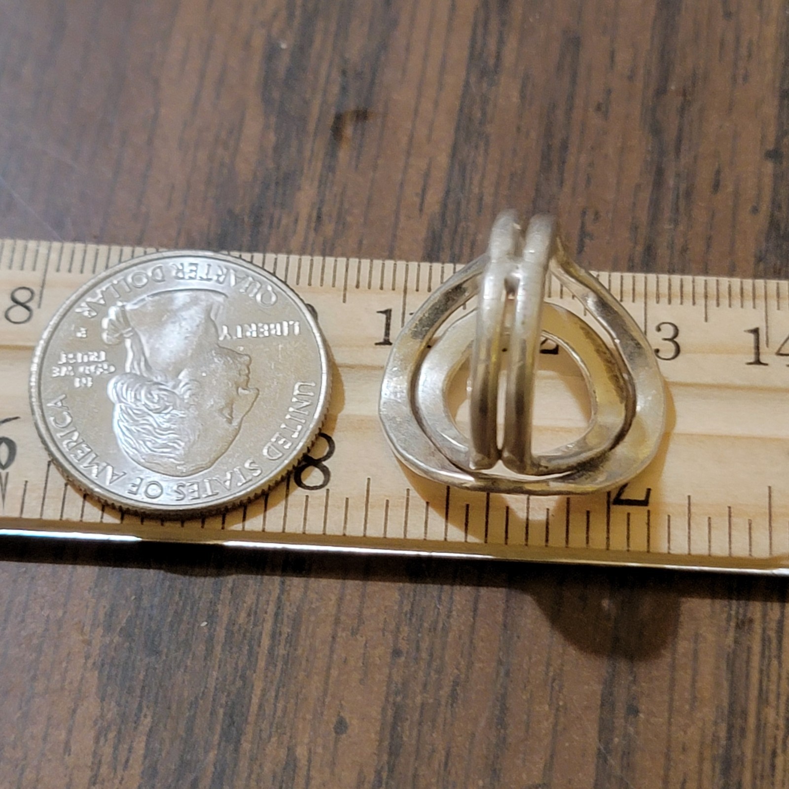 Rare Sterling Silver Hammered Ring, Split Band Op… - image 7