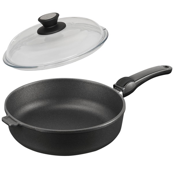 Skk Schmorpfanne 32 Cm Antihaft Guss Hochrand-Pfanne Abnehmbarer Griff & Deckel-image