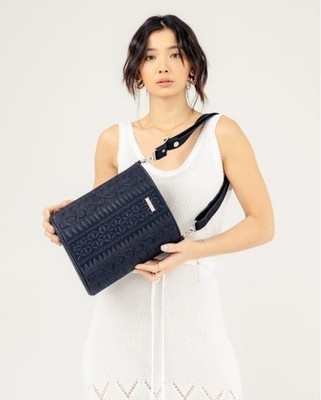 Banda Bags KALA Bucket Bag Black Embroidered Shoulder/Crossbody Handcrafted RARE