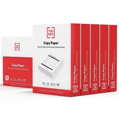 TRU RED 8.5'' x 11'' Copy Paper - 20 lbs, 92 Brightness, 500 Sheets/Ream- 5 Reams