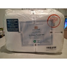 Casa Platino 12 Piece Towel Set 100 Cotton Premium Bathroom Towels White NEW