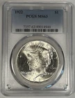 1922 Peace Silver $1 Dollar Coin PCGS MS 63