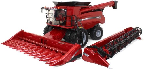TOMY ERTL 1/16 Big Farm Case IH 8240 Combine with Grain Head & Corn Head Set 47391