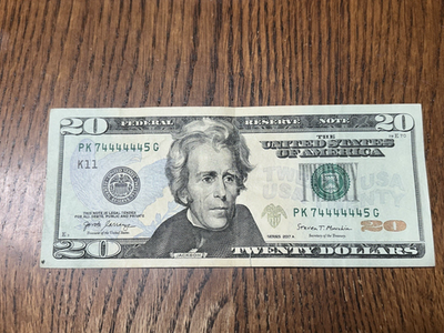 #ad $20 Dollar Bill Fancy Serial Number 6 4#x27;s In A Row 6 Of a Kind $46.74