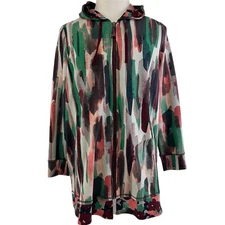 LOGO Lounge Lori Goldstein Women’s Large Full Zip Hoodie Jacket Pockets 9329