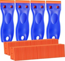 4 PCS Plastic Razor Blade Scraper and 120 PCS Plastic Razor Blades