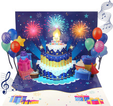 3D Pop Up Birthday Cards Fireworks, Happy Birthday Cards with Music Lights