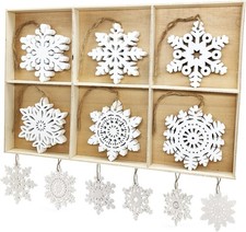 Wooden Snowflake Christmas Ornaments White