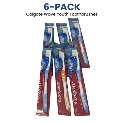 6-PACK: Colgate Wave Youth Toothbrushes, Ultra Compact Head, Ages 8+ Years, Soft