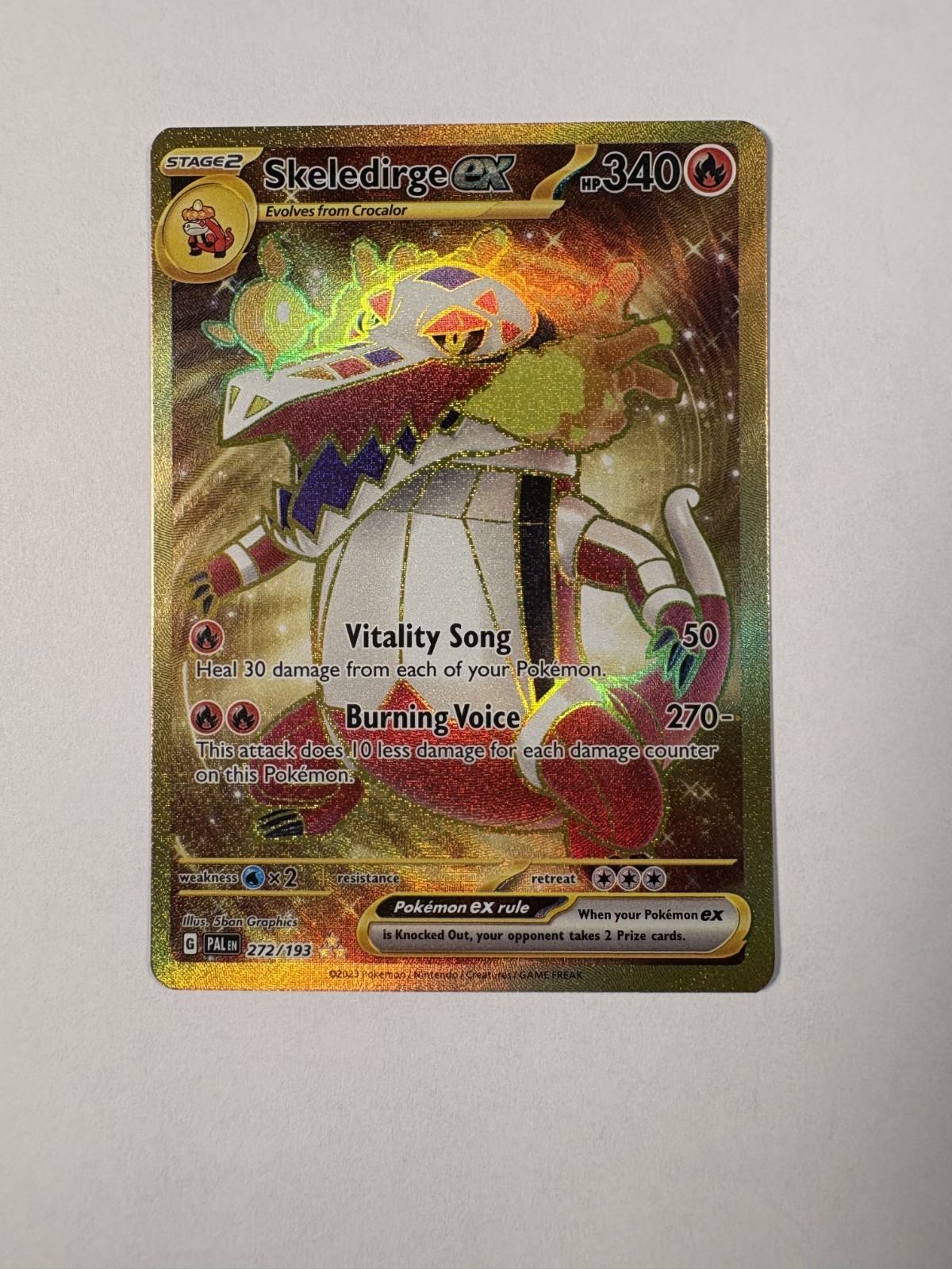 2023 Pokémon Card Paldea Evolved Skeledirge ex Hyper Rare 272/193 NM