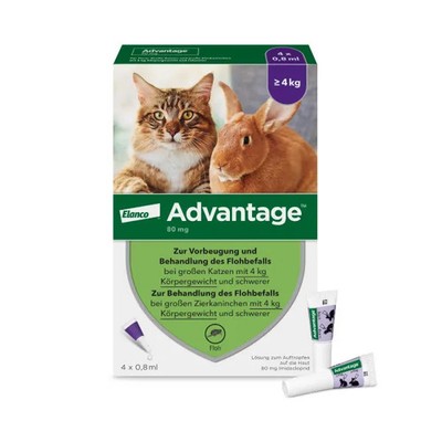 Advantage 80 mg F.gr.katzen U.gr.zierkaninchen 4X0.8ml - PZN 9670104