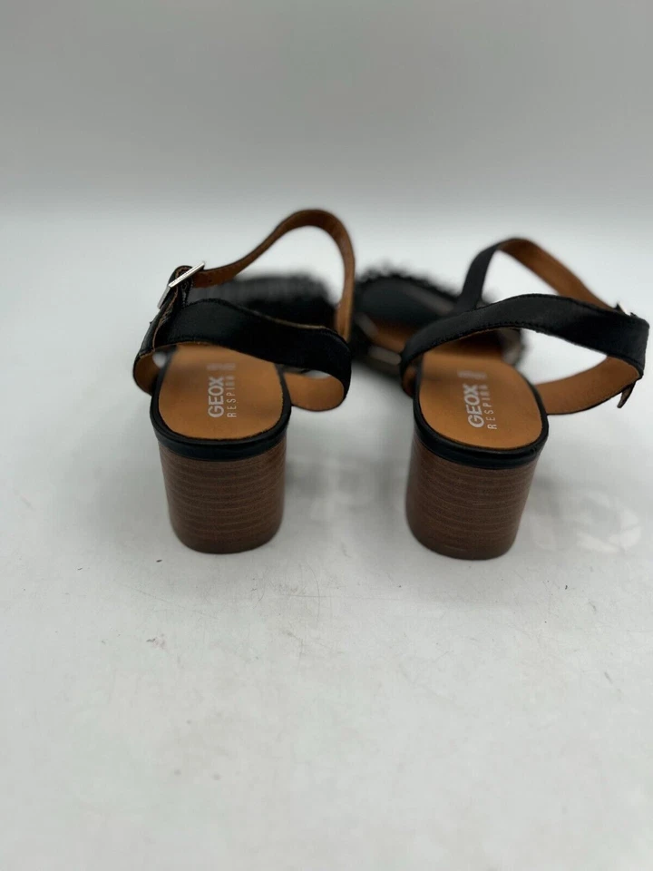 Sandalia Geox Sozy Mid Slingback para mujer de cuero negro tacón bloque D15Nra 00081 D Foto 3 de 4