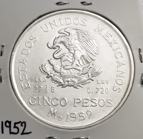 1952 Mexico 5 Pesos Silver — photo from the most recent tracked eBay sale