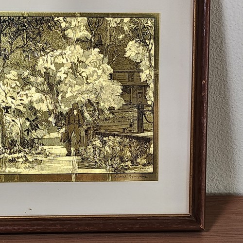 Vintage Lionel Barrymore Goldfolie geätzte Kunstdrucke signiert Küste 3er Set - Bild 5 von 11