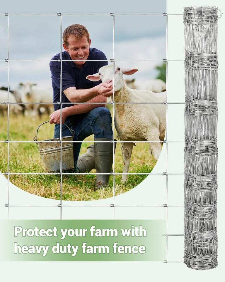 Cerca de fazenda 4 pés x 328 pés resistente galvanizado cerca de gado animais proteger, 6 tamanhos - Imagem 3 de 4